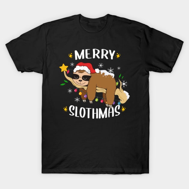 Merry Slothmas Christmas Pajama for Sloth Lovers T-Shirt by Rebrand